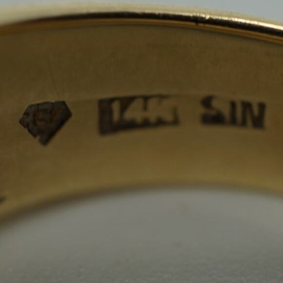 14K Yellow Gold Pearl & Diamond Band Ring Size 9.25 Vintage Estate - Picture 12 of 13